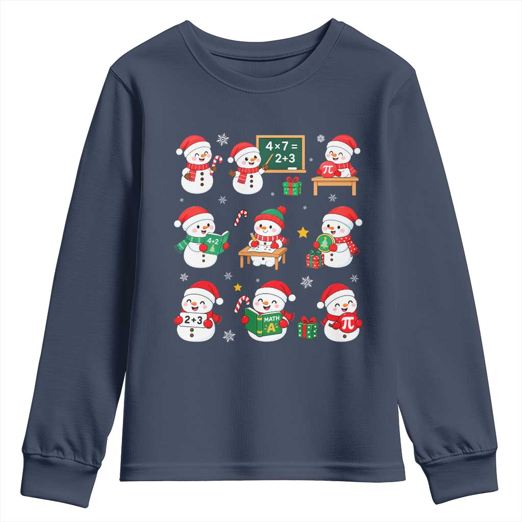 Snowman Christmas Math Teacher Youth Sweatshirt Funny Educator Xmas Gift TS12
