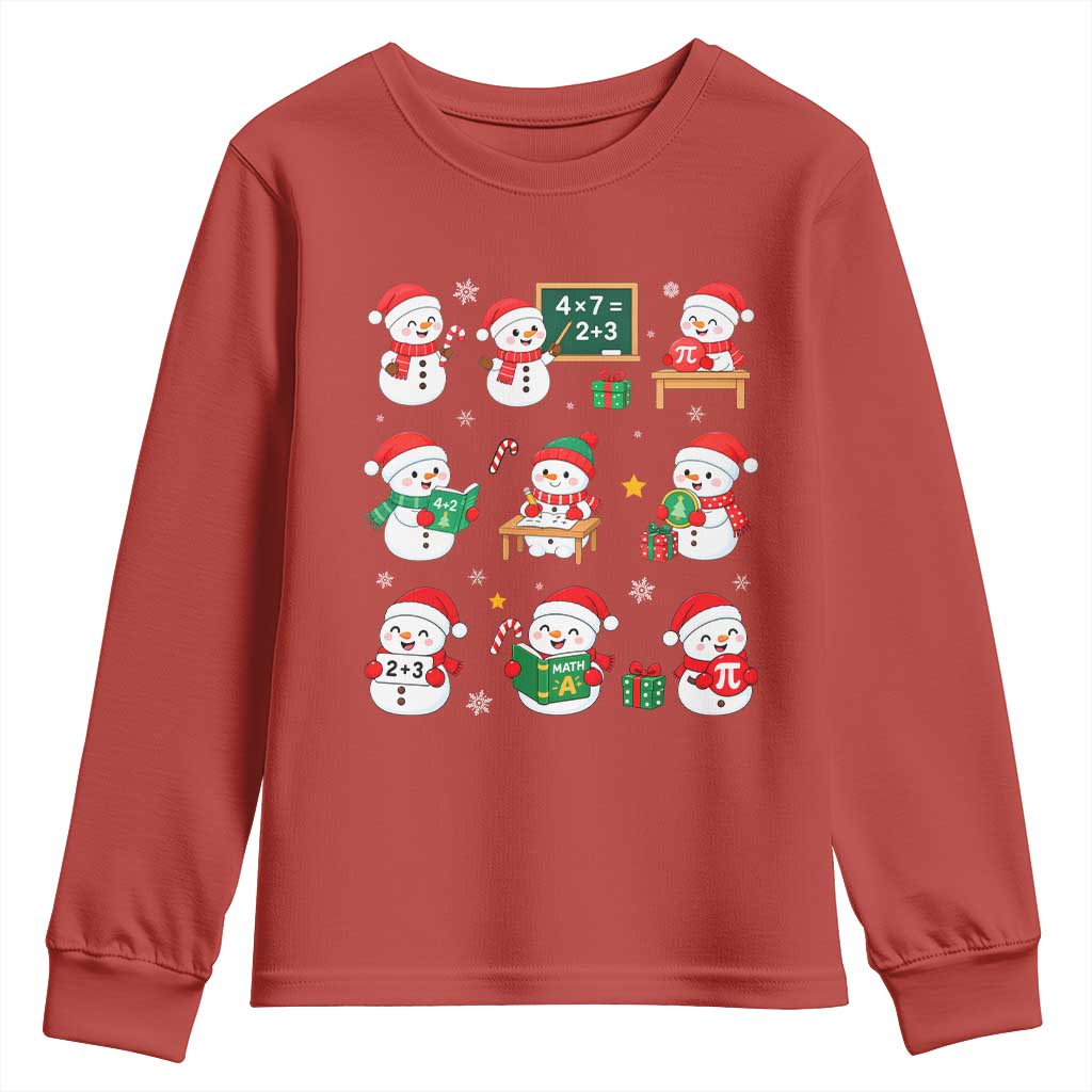 Snowman Christmas Math Teacher Youth Sweatshirt Funny Educator Xmas Gift TS12