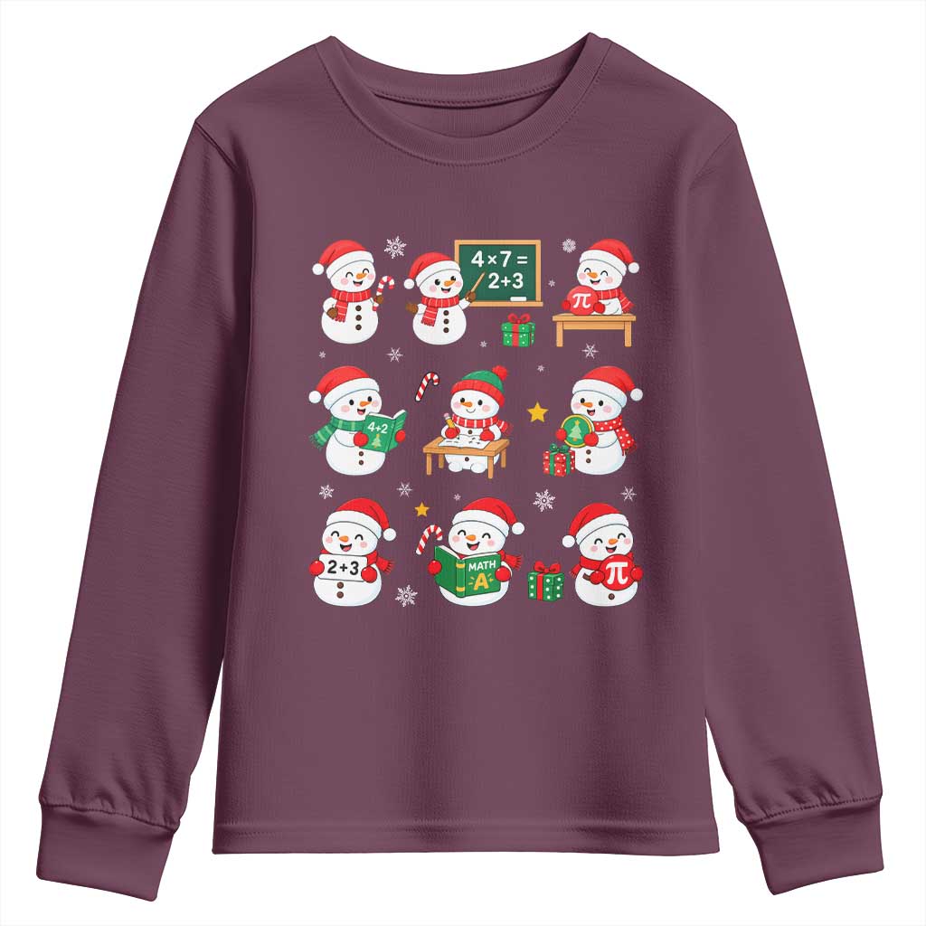 Snowman Christmas Math Teacher Youth Sweatshirt Funny Educator Xmas Gift TS12