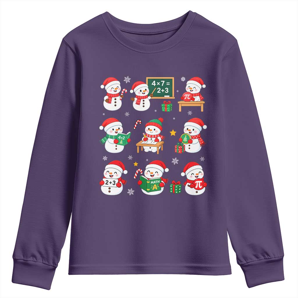 Snowman Christmas Math Teacher Youth Sweatshirt Funny Educator Xmas Gift TS12