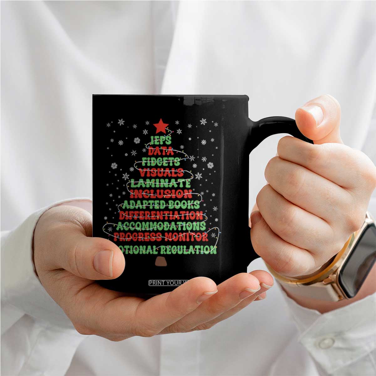 SPED Teacher Holiday Coffee Mug Christmas Tree IEP Inclusion Gift TS12