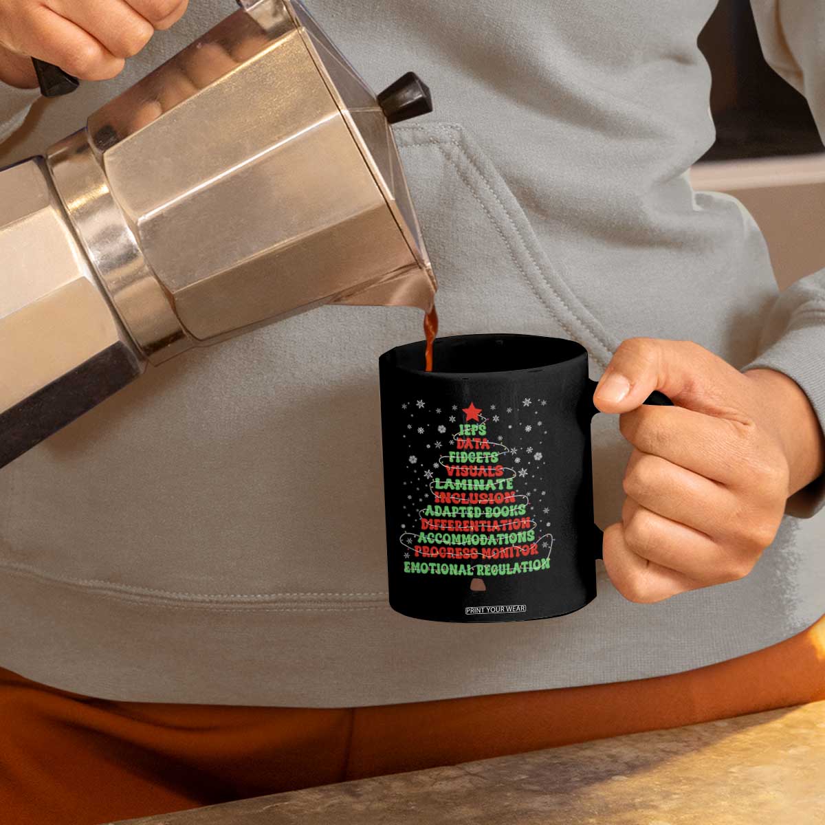 SPED Teacher Holiday Coffee Mug Christmas Tree IEP Inclusion Gift TS12