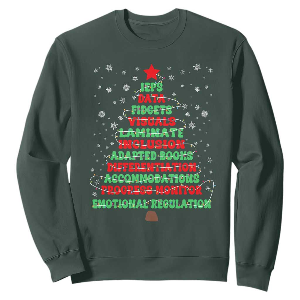 SPED Teacher Holiday Sweatshirt Christmas Tree IEP Inclusion Gift TS12