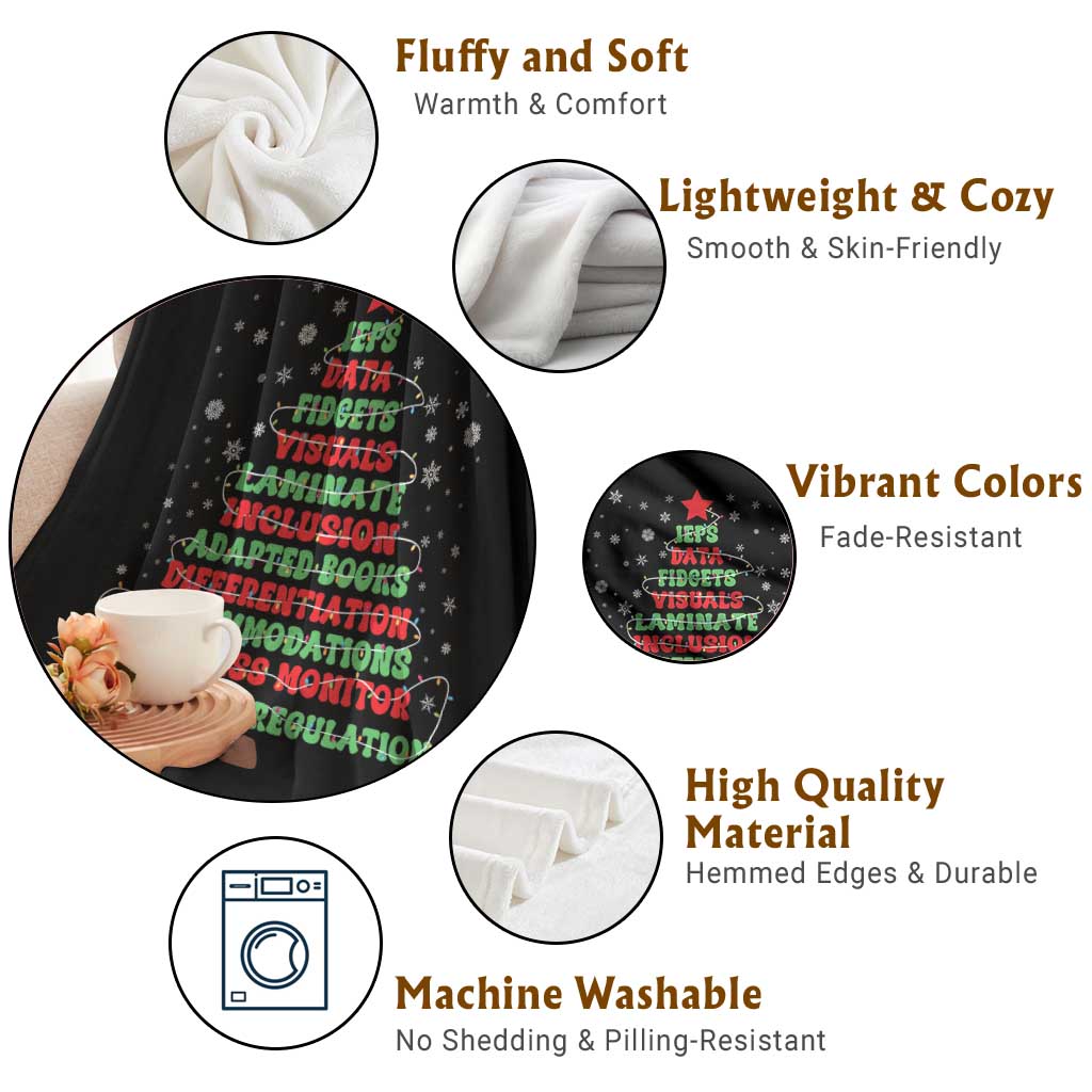 SPED Teacher Holiday Throw Blanket Christmas Tree IEP Inclusion Gift TS12