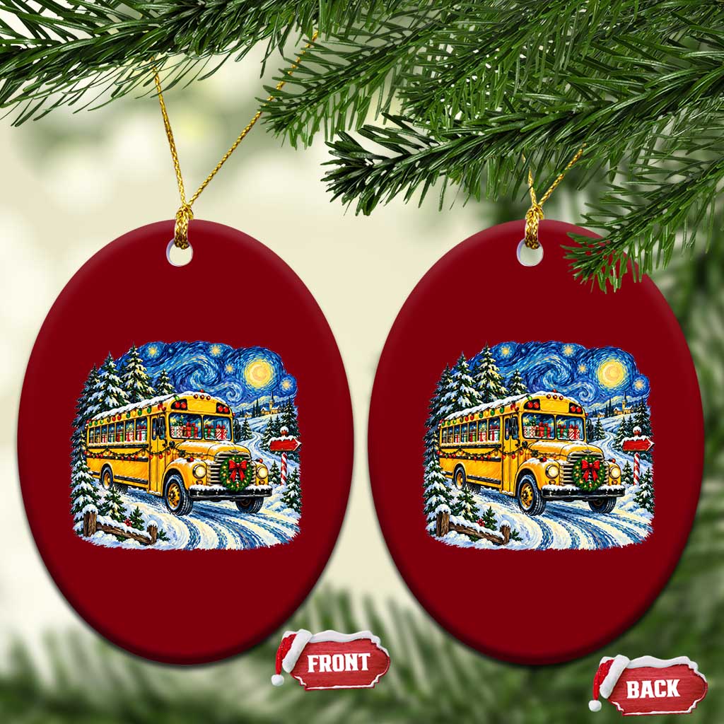 Starry Night Christmas School Bus Ceramic Ornament Bus Driver Gift TS12