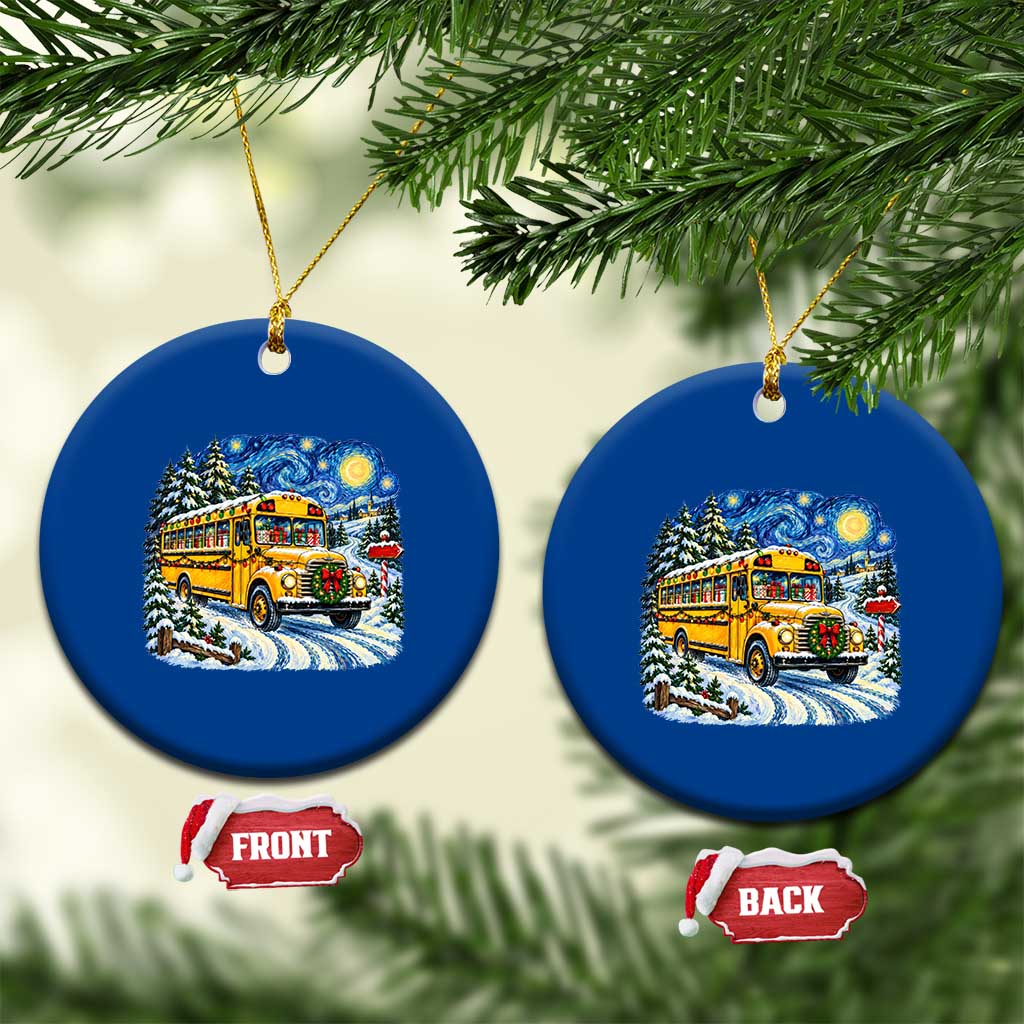 Starry Night Christmas School Bus Ceramic Ornament Bus Driver Gift TS12