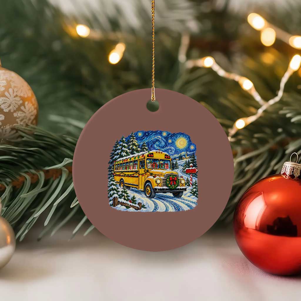 Starry Night Christmas School Bus Ceramic Ornament Bus Driver Gift TS12