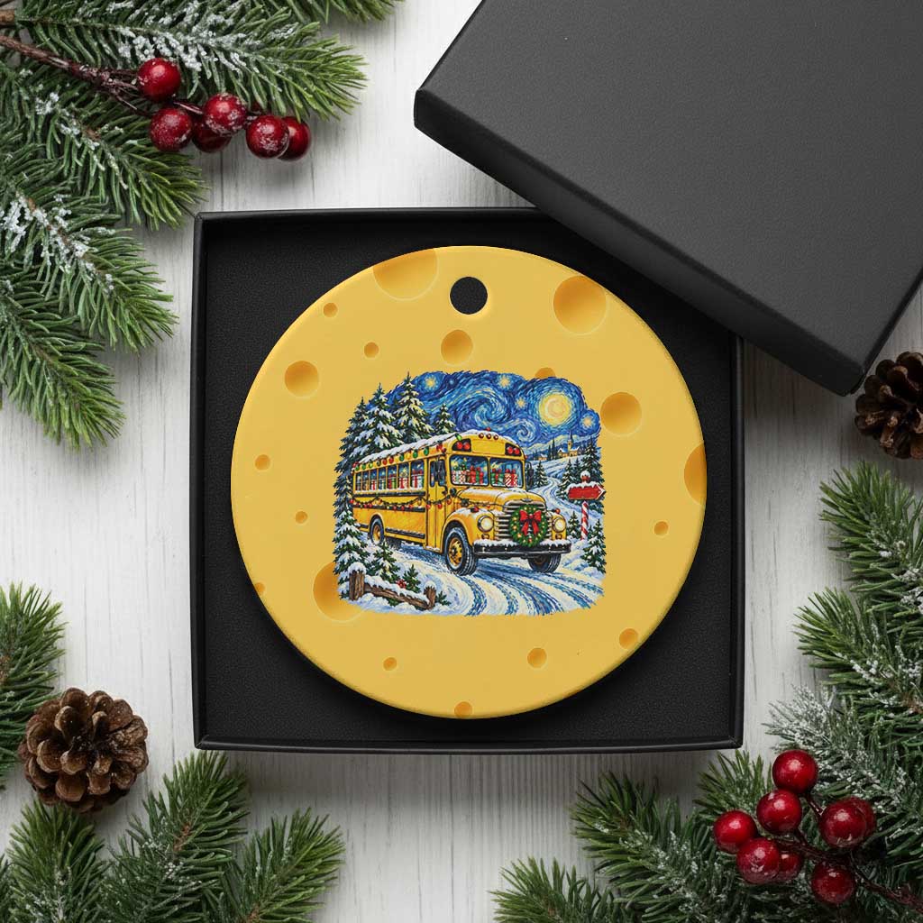 Starry Night Christmas School Bus Ceramic Ornament Bus Driver Gift TS12