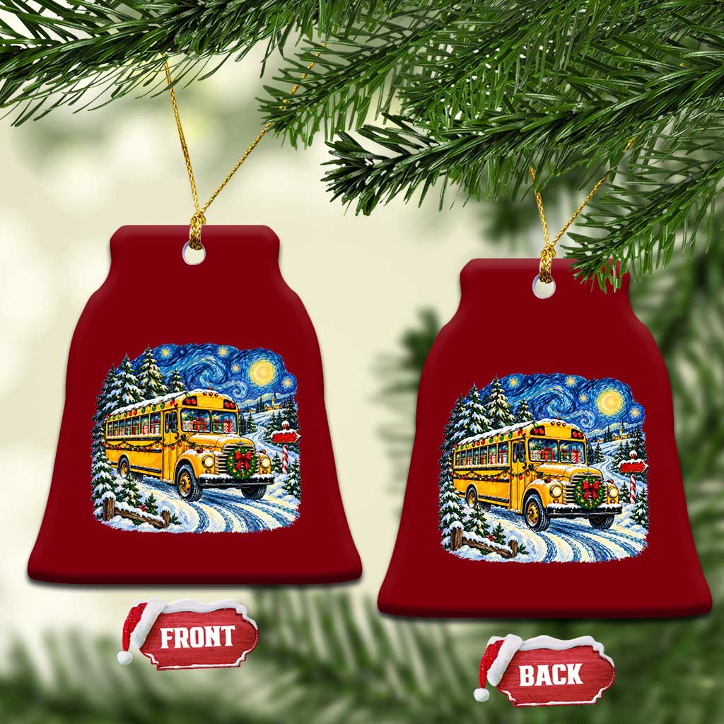 Starry Night Christmas School Bus Ceramic Ornament Bus Driver Gift TS12