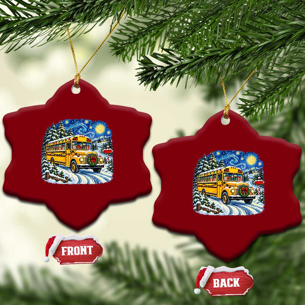 Starry Night Christmas School Bus Ceramic Ornament Bus Driver Gift TS12