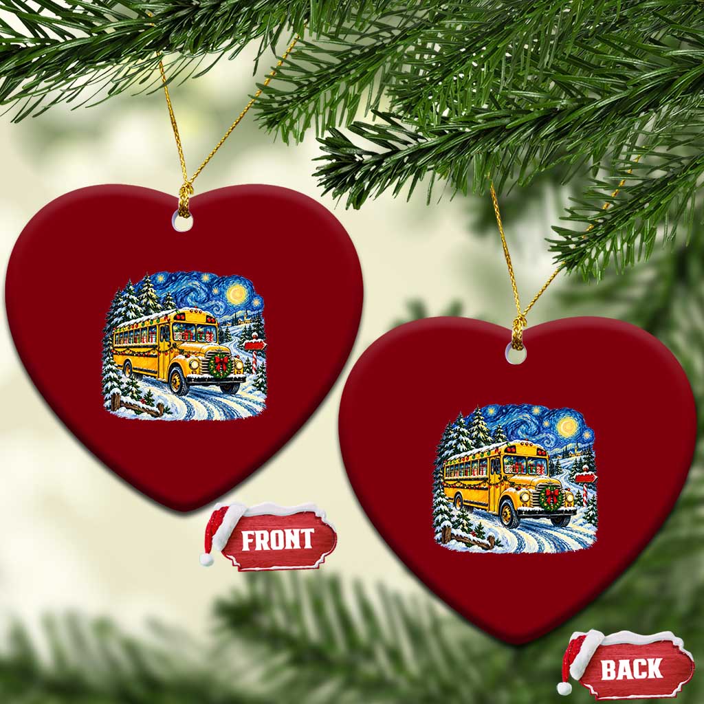Starry Night Christmas School Bus Ceramic Ornament Bus Driver Gift TS12