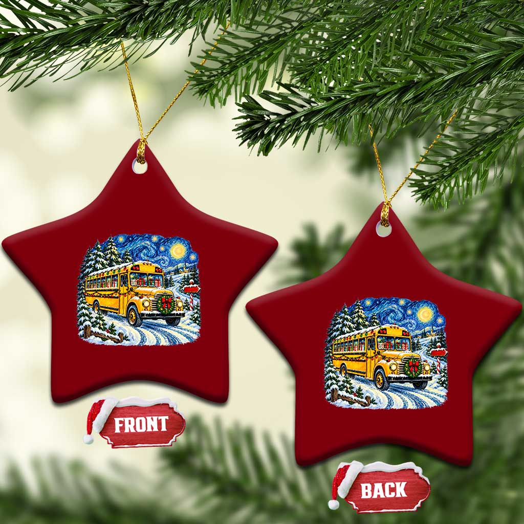Starry Night Christmas School Bus Ceramic Ornament Bus Driver Gift TS12