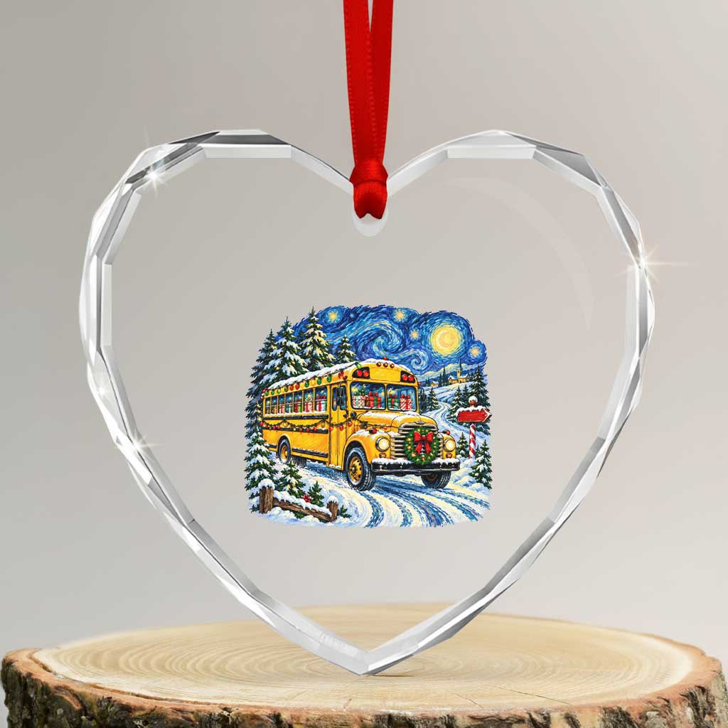 Starry Night Christmas School Bus Crystal Glass Ornament Bus Driver Gift TS12