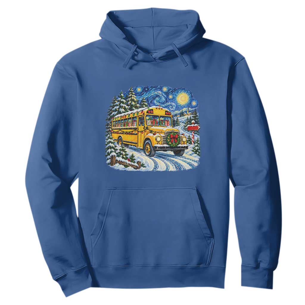 Starry Night Christmas School Bus Hoodie Bus Driver Gift TS12