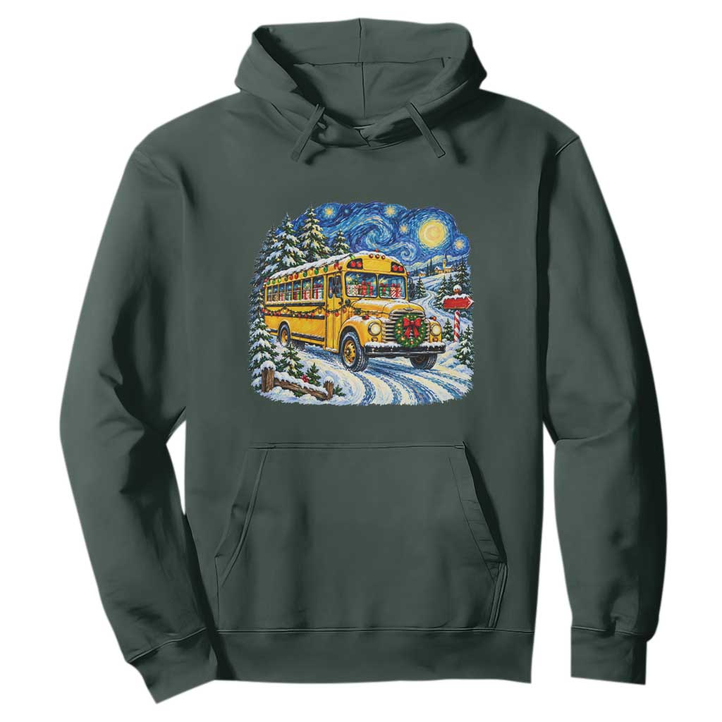 Starry Night Christmas School Bus Hoodie Bus Driver Gift TS12
