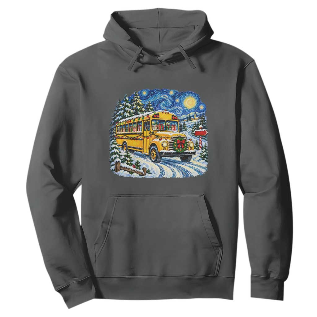 Starry Night Christmas School Bus Hoodie Bus Driver Gift TS12