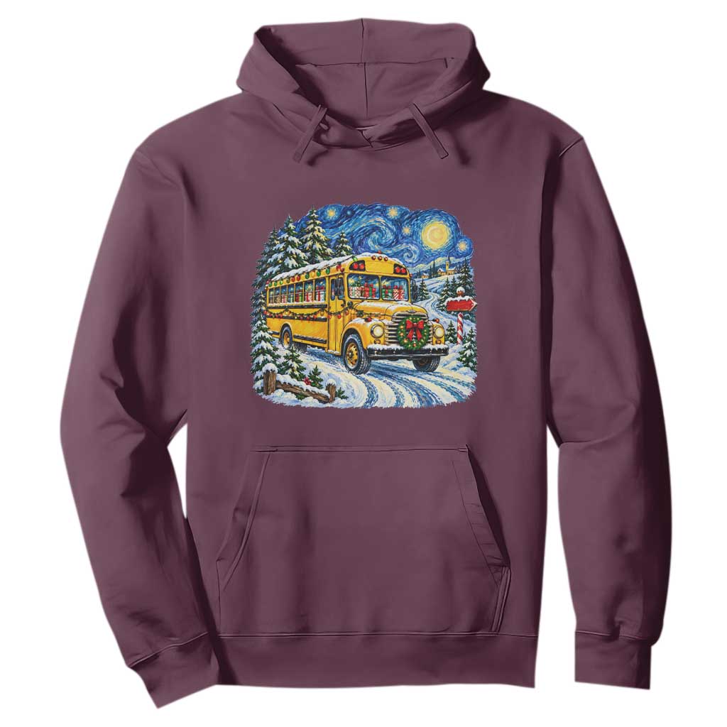 Starry Night Christmas School Bus Hoodie Bus Driver Gift TS12