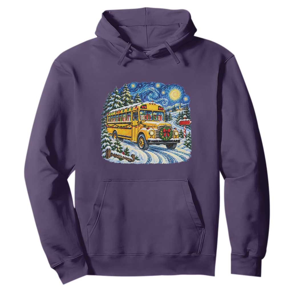 Starry Night Christmas School Bus Hoodie Bus Driver Gift TS12