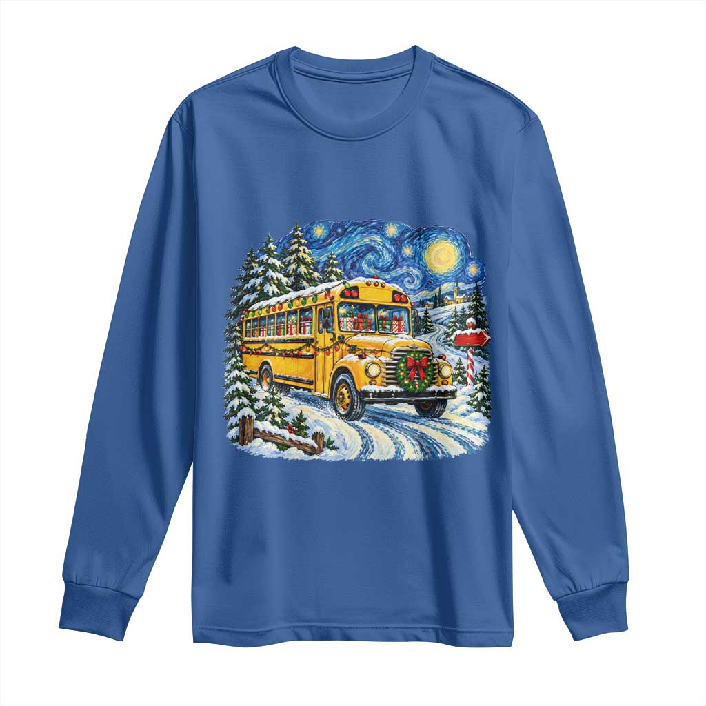Starry Night Christmas School Bus Long Sleeve Shirt Bus Driver Gift TS12