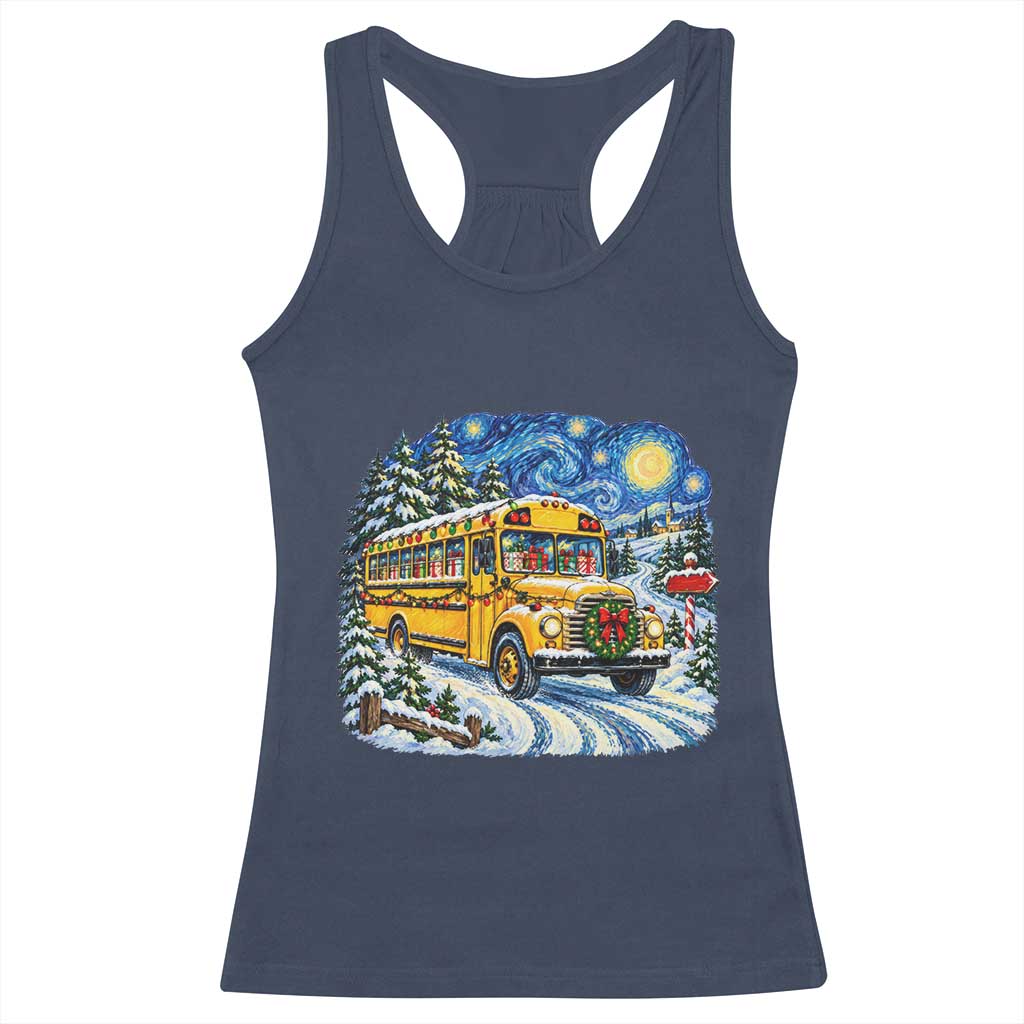 Starry Night Christmas School Bus Racerback Tank Top Bus Driver Gift TS12