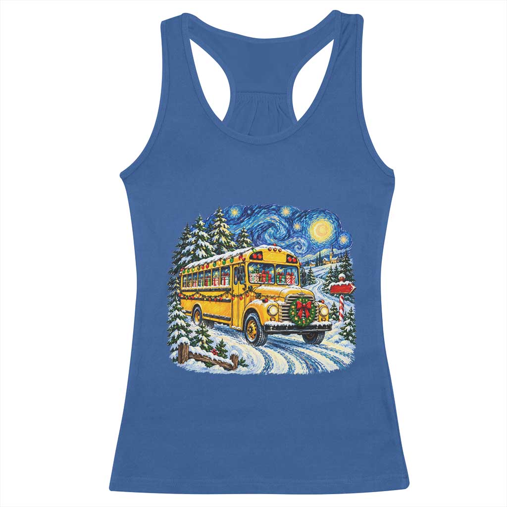 Starry Night Christmas School Bus Racerback Tank Top Bus Driver Gift TS12