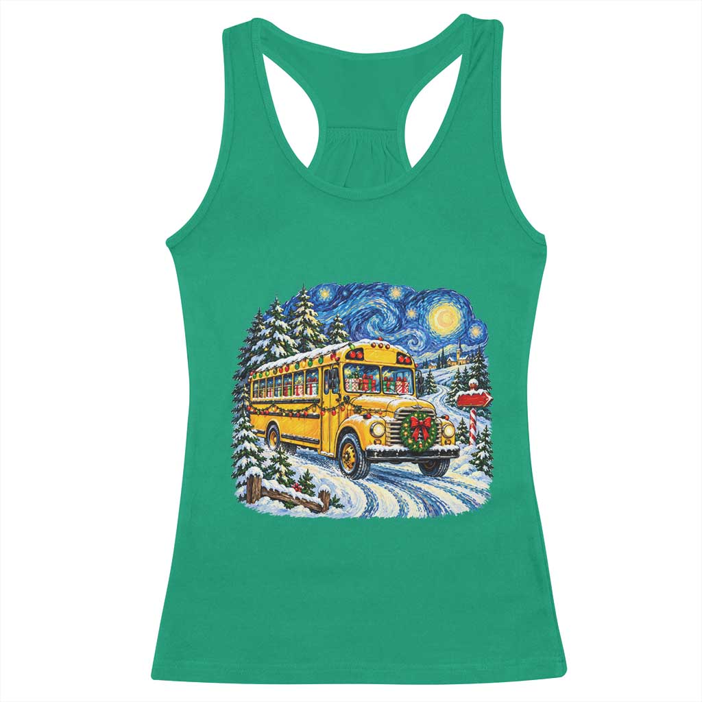 Starry Night Christmas School Bus Racerback Tank Top Bus Driver Gift TS12