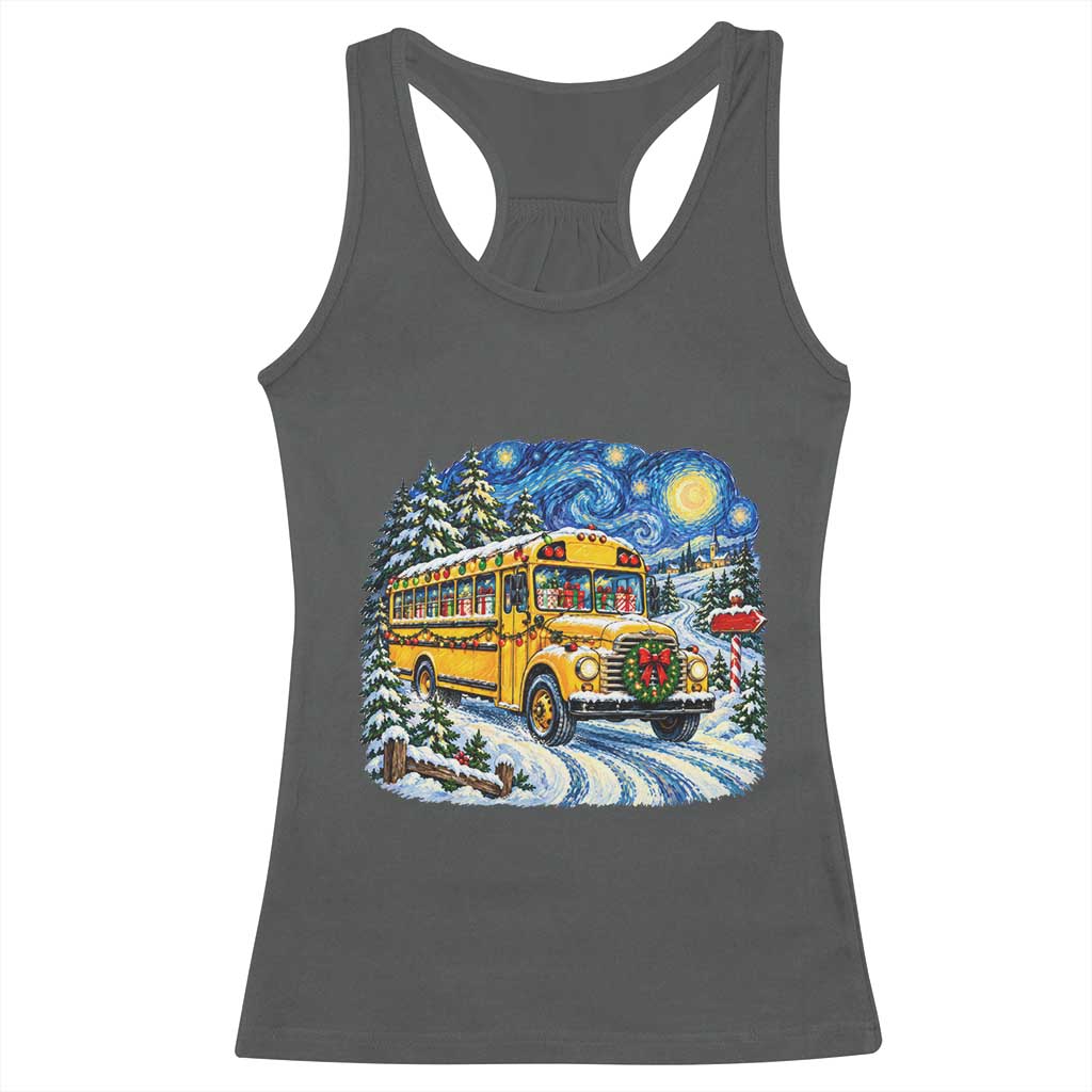 Starry Night Christmas School Bus Racerback Tank Top Bus Driver Gift TS12