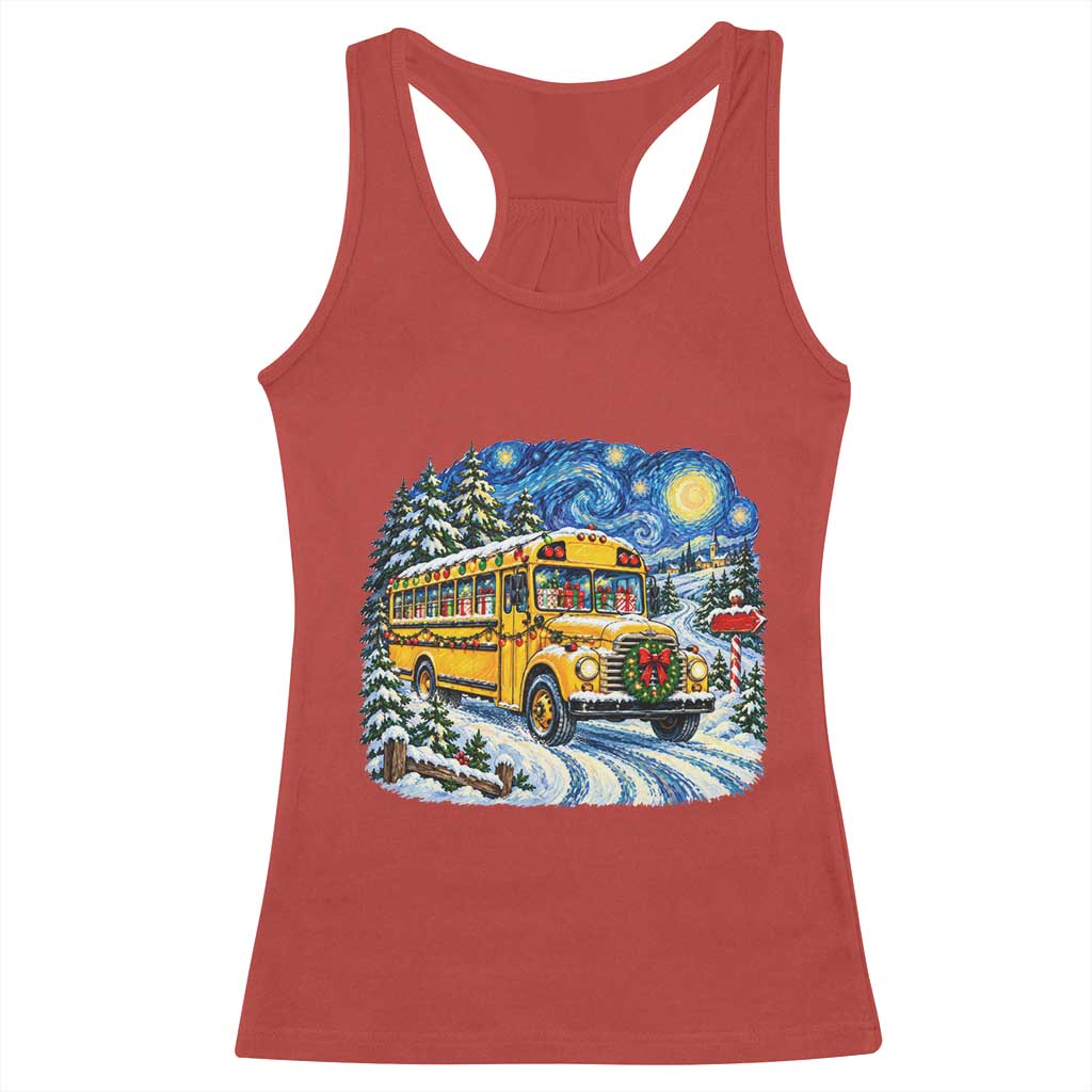 Starry Night Christmas School Bus Racerback Tank Top Bus Driver Gift TS12