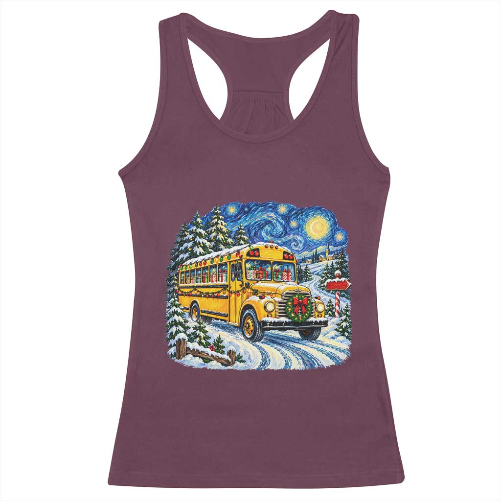 Starry Night Christmas School Bus Racerback Tank Top Bus Driver Gift TS12