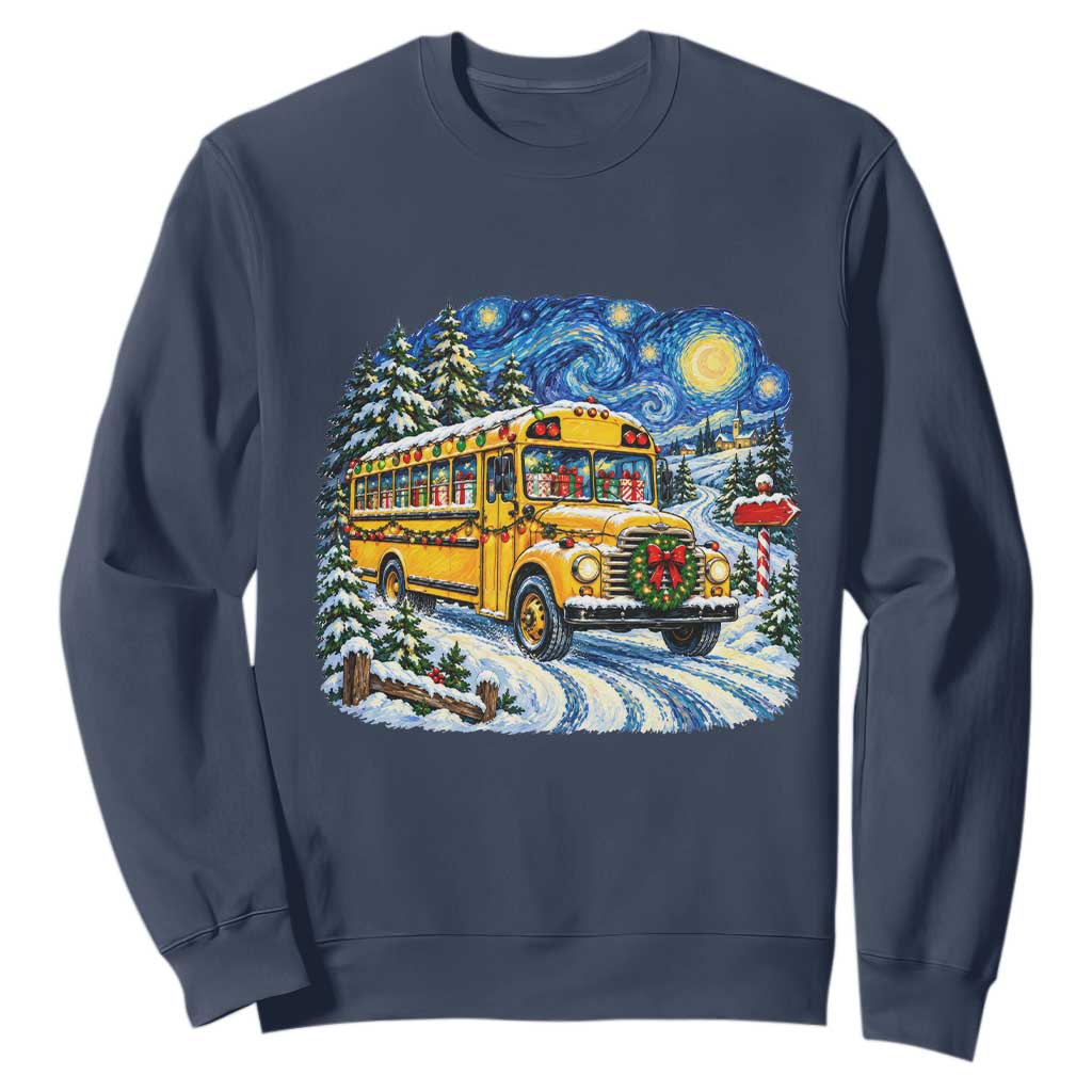 Starry Night Christmas School Bus Sweatshirt Bus Driver Gift TS12