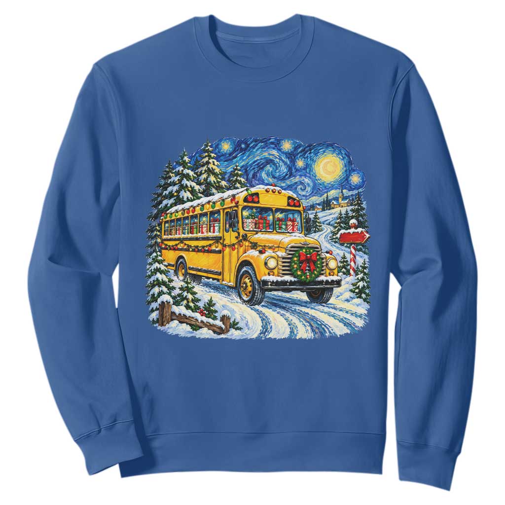 Starry Night Christmas School Bus Sweatshirt Bus Driver Gift TS12