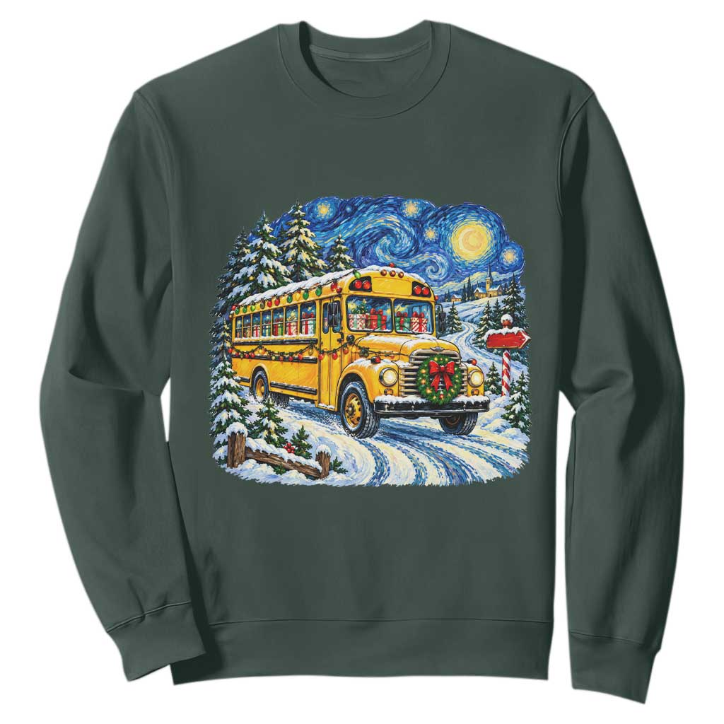 Starry Night Christmas School Bus Sweatshirt Bus Driver Gift TS12