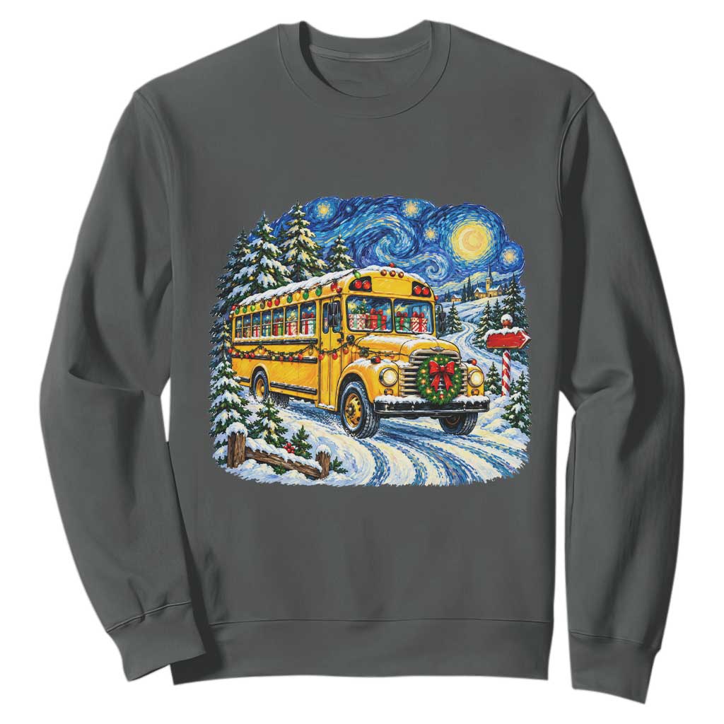 Starry Night Christmas School Bus Sweatshirt Bus Driver Gift TS12