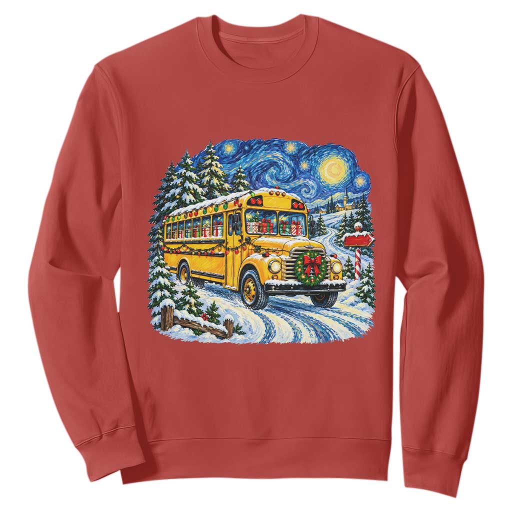 Starry Night Christmas School Bus Sweatshirt Bus Driver Gift TS12