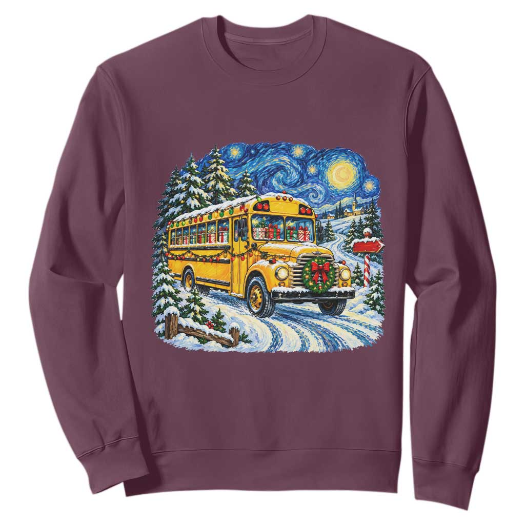 Starry Night Christmas School Bus Sweatshirt Bus Driver Gift TS12