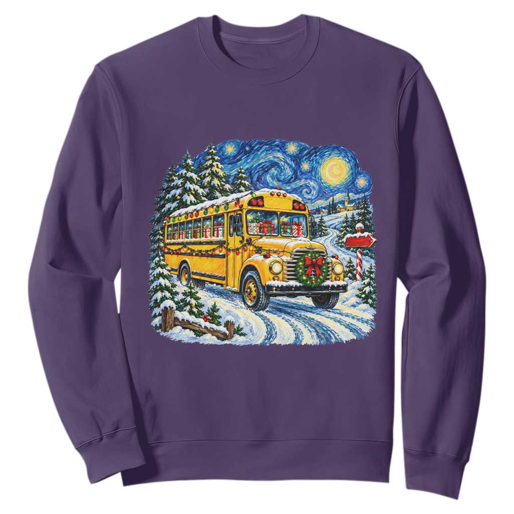 Starry Night Christmas School Bus Sweatshirt Bus Driver Gift TS12