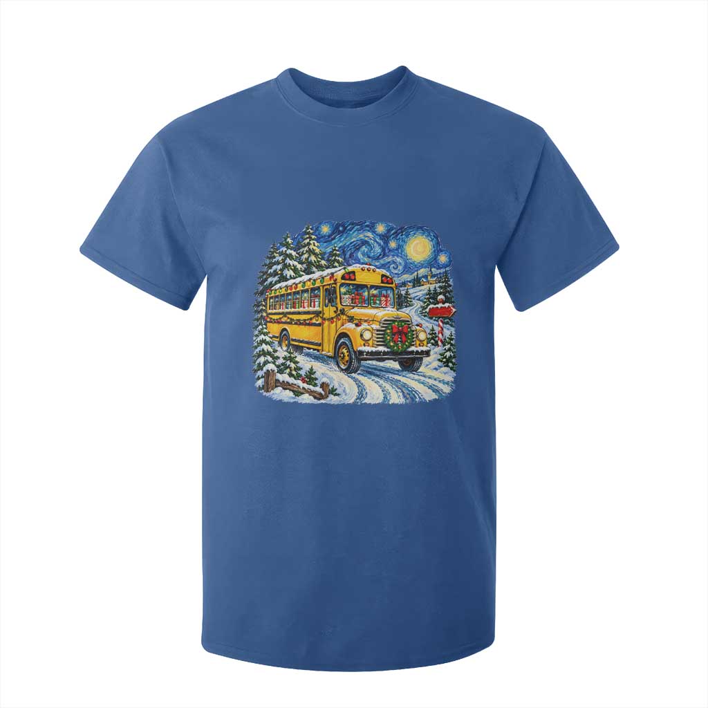 Starry Night Christmas School Bus T Shirt For Kid Bus Driver Gift TS12