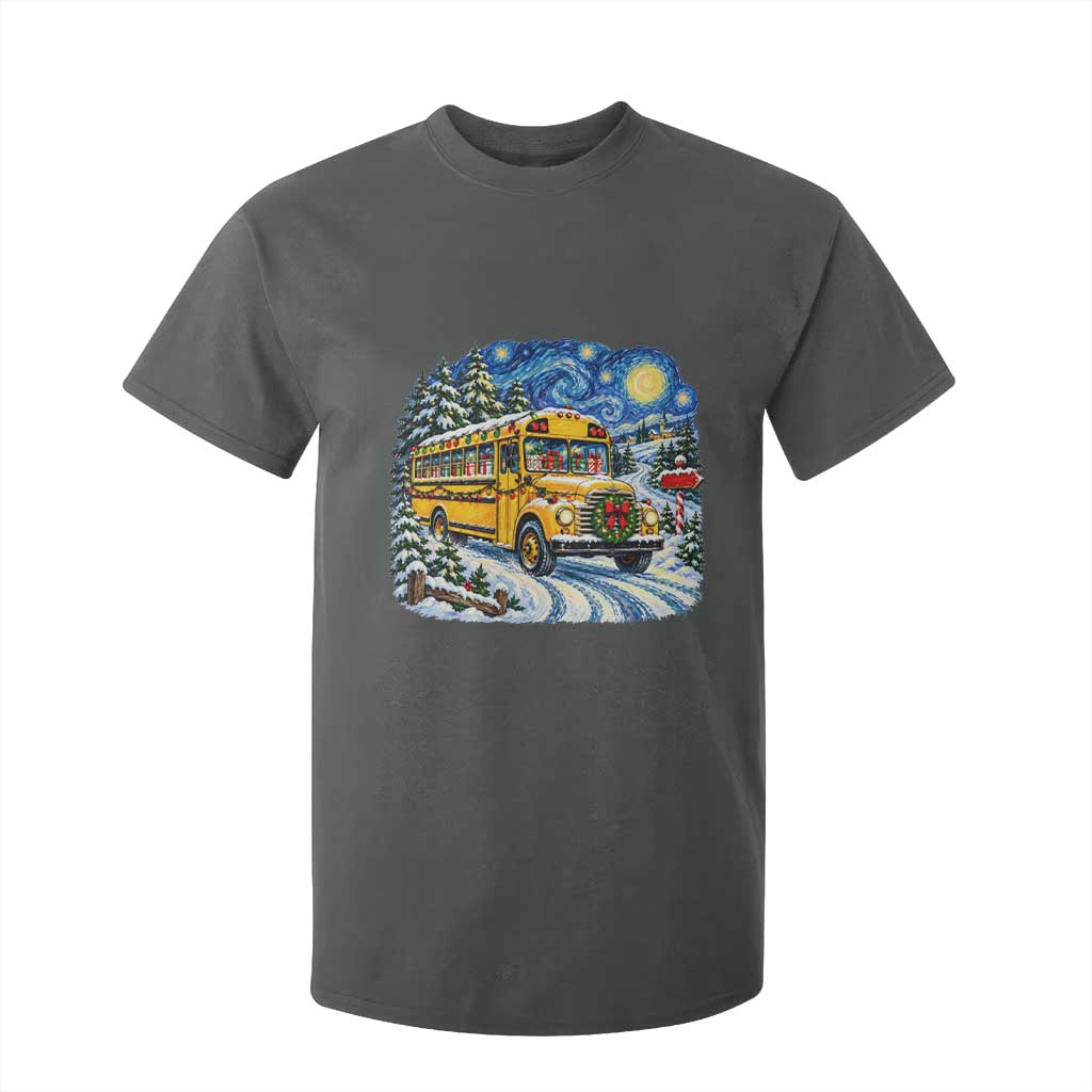 Starry Night Christmas School Bus T Shirt For Kid Bus Driver Gift TS12