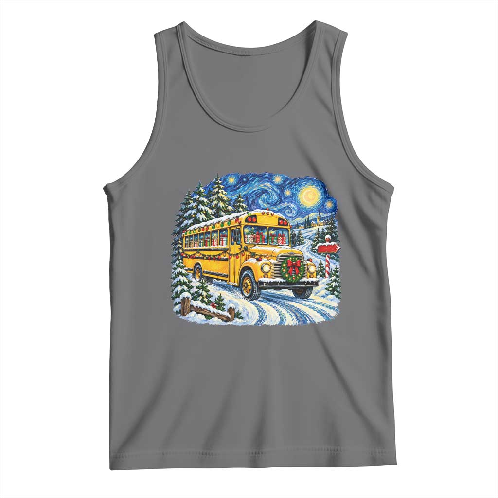 Starry Night Christmas School Bus Tank Top Bus Driver Gift TS12
