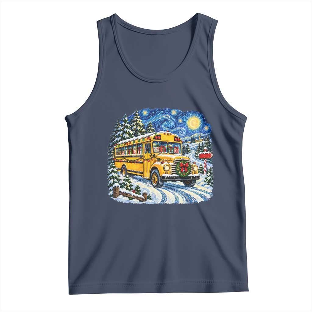 Starry Night Christmas School Bus Tank Top Bus Driver Gift TS12