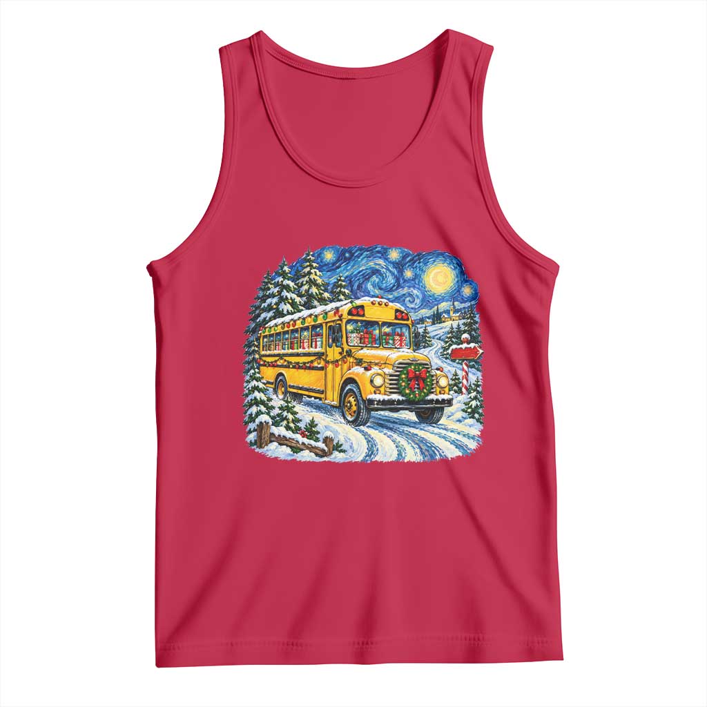 Starry Night Christmas School Bus Tank Top Bus Driver Gift TS12