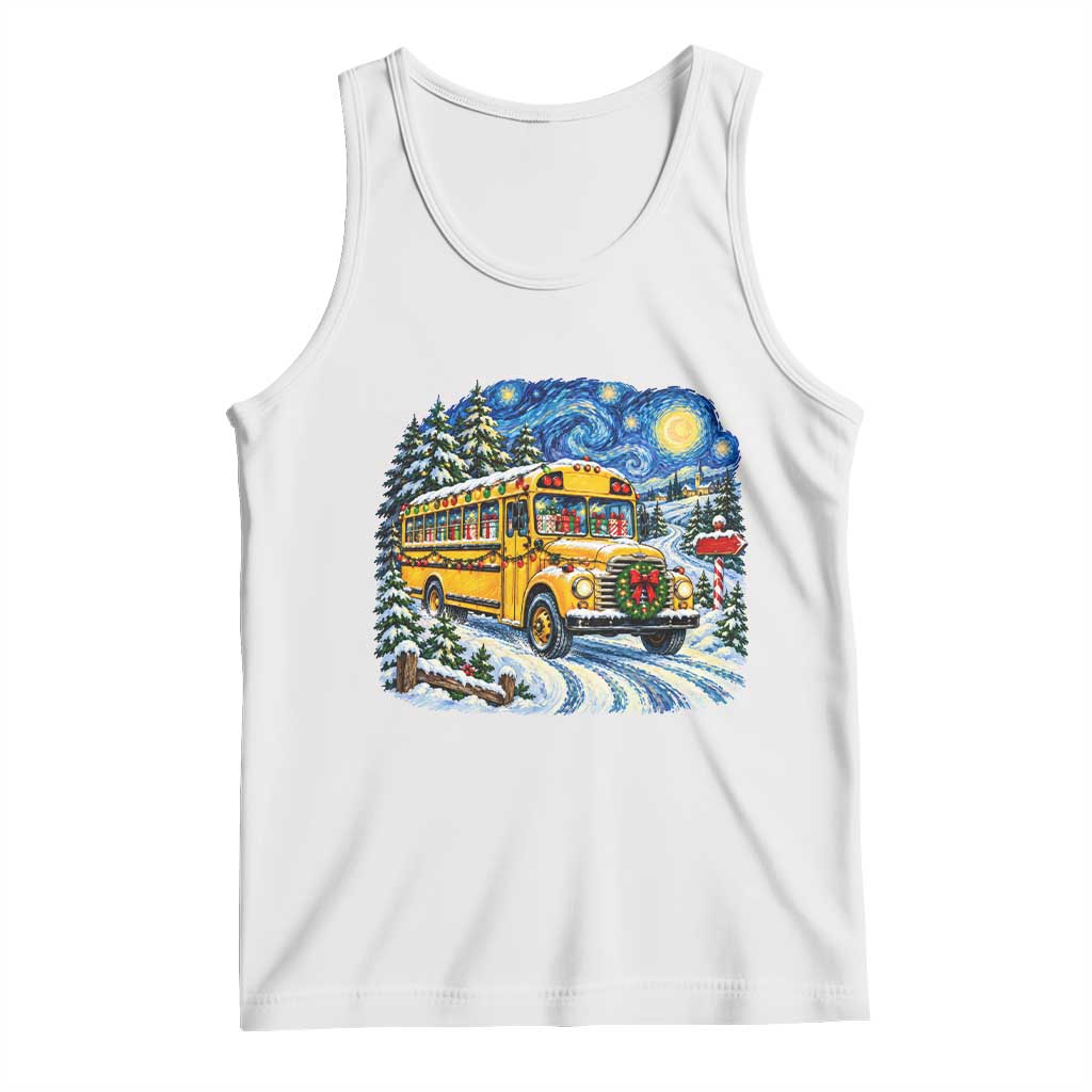 Starry Night Christmas School Bus Tank Top Bus Driver Gift TS12