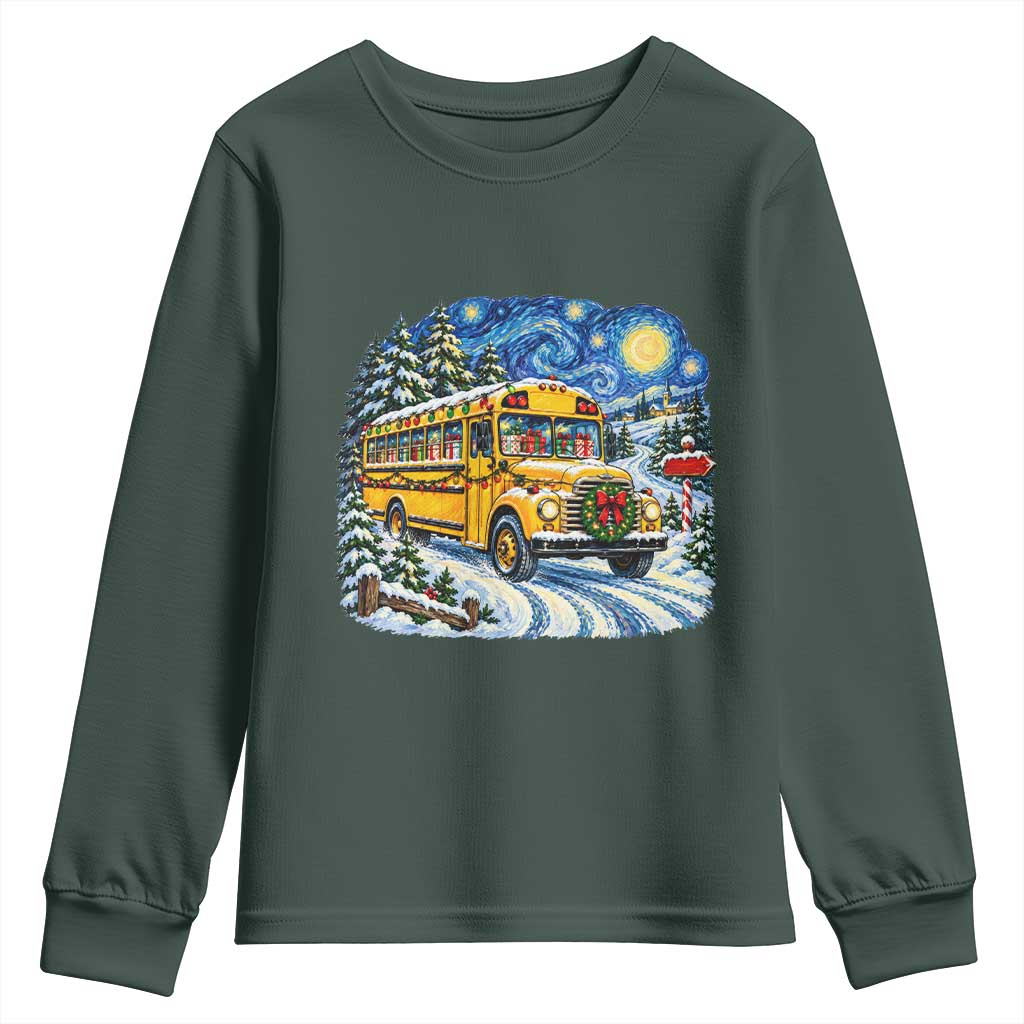 Starry Night Christmas School Bus Youth Sweatshirt Bus Driver Gift TS12