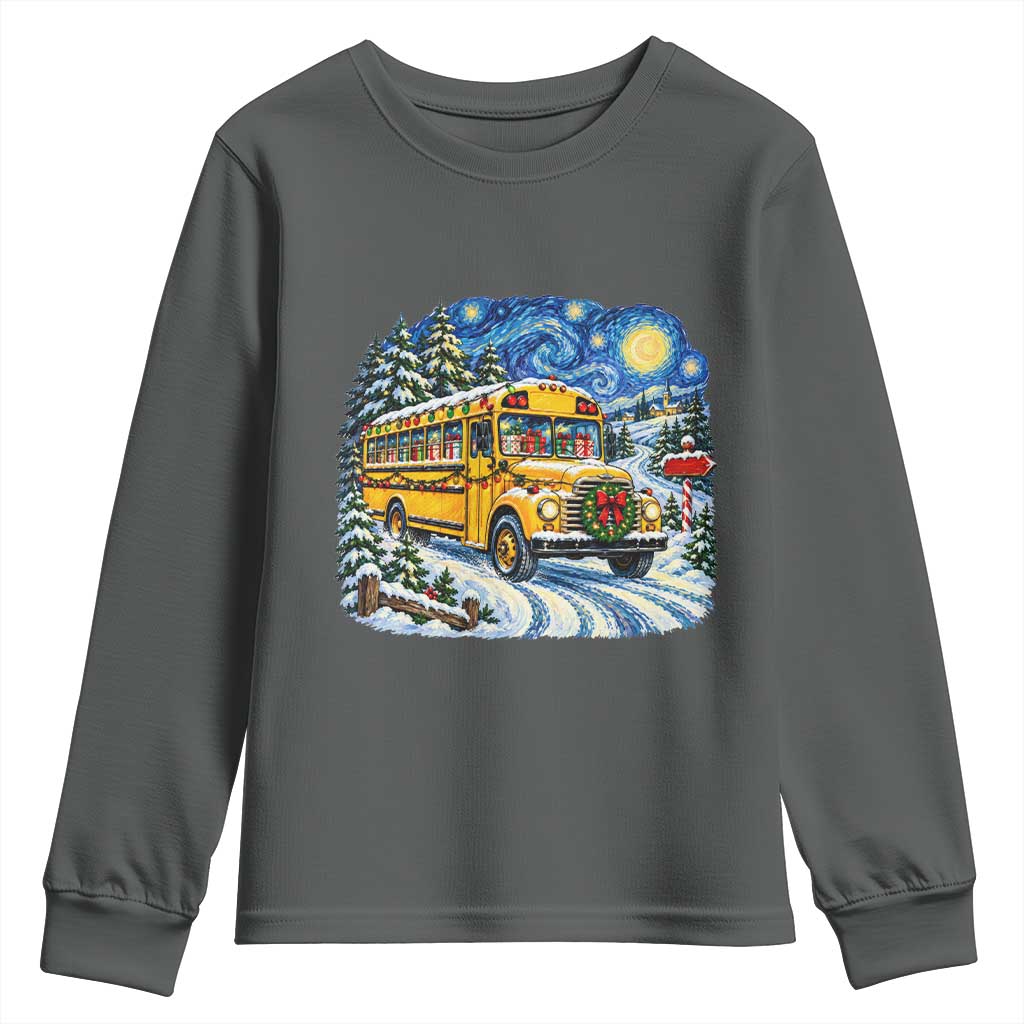 Starry Night Christmas School Bus Youth Sweatshirt Bus Driver Gift TS12