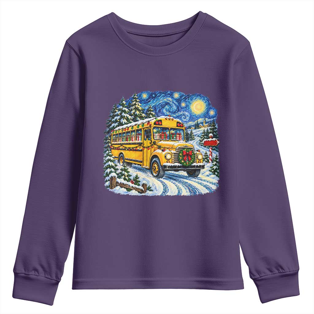 Starry Night Christmas School Bus Youth Sweatshirt Bus Driver Gift TS12