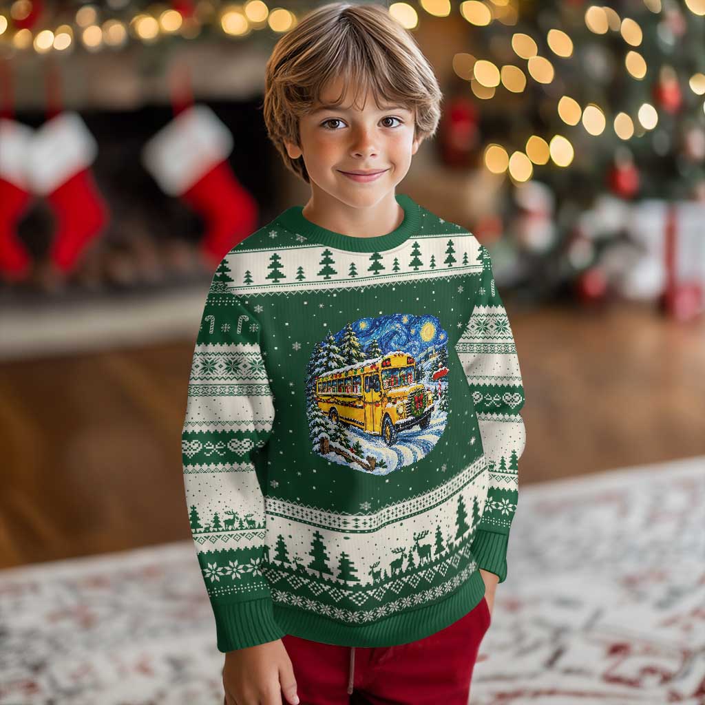 Starry Night Xmas School Bus Ugly Christmas Sweater Bus Driver Gift TS12