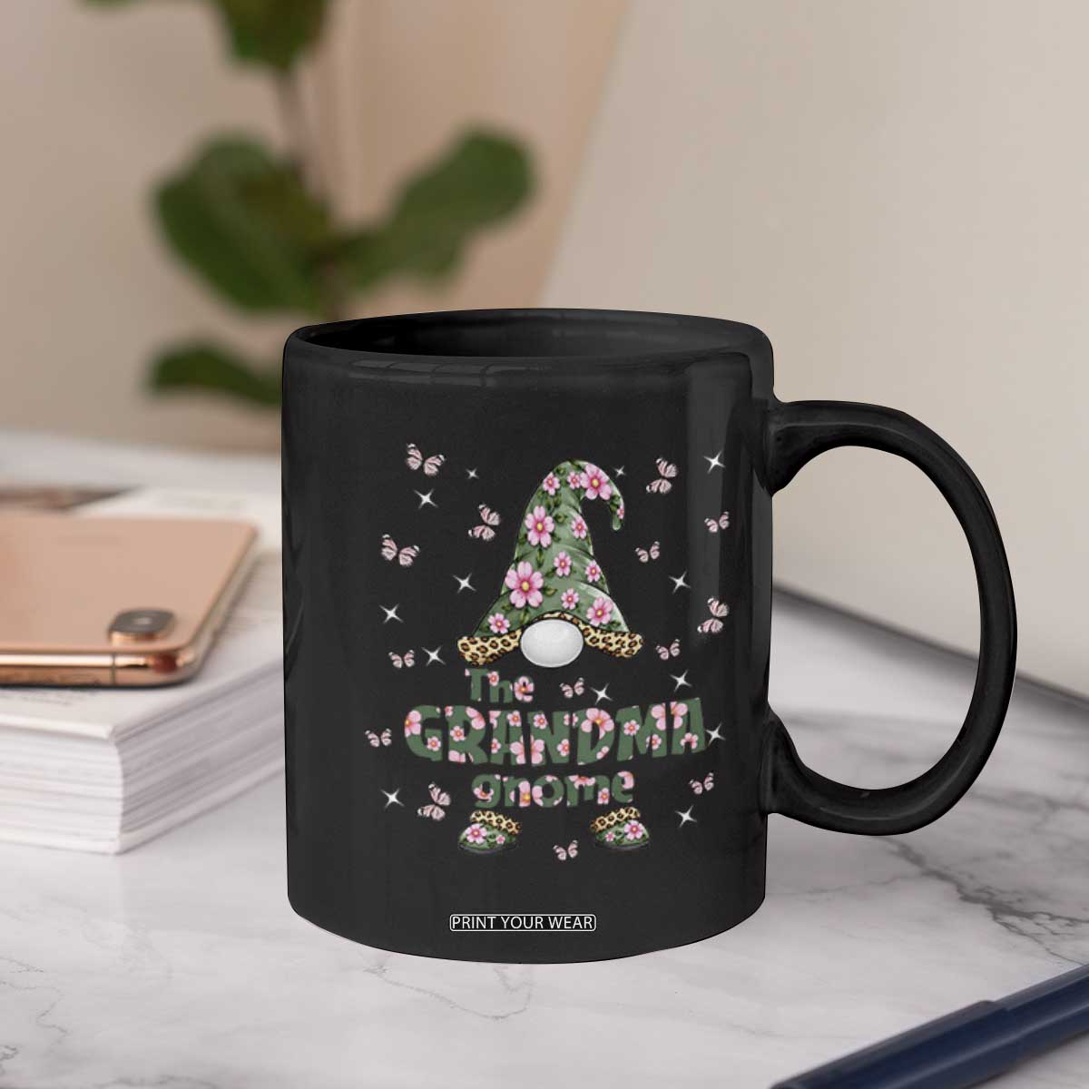 The Grandma Gnome Floral Butterfly Leopard Coffee Mug TS12