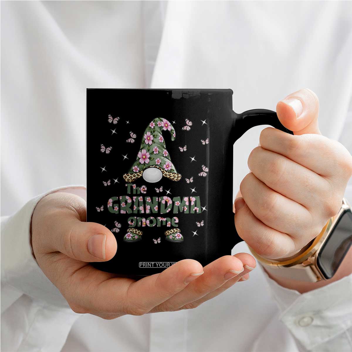 The Grandma Gnome Floral Butterfly Leopard Coffee Mug TS12