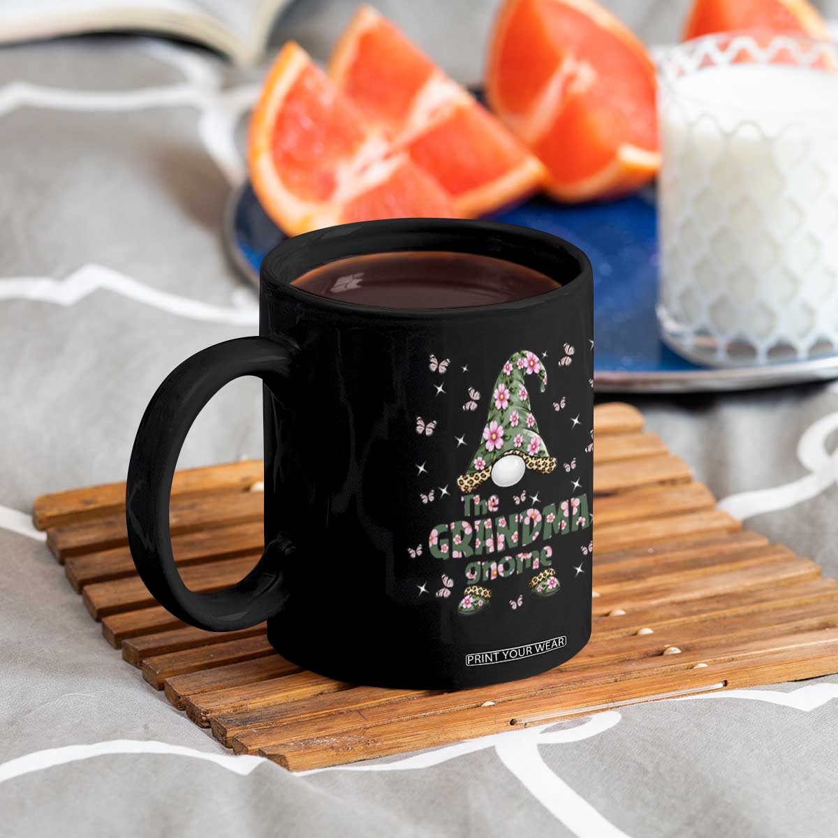 The Grandma Gnome Floral Butterfly Leopard Coffee Mug TS12