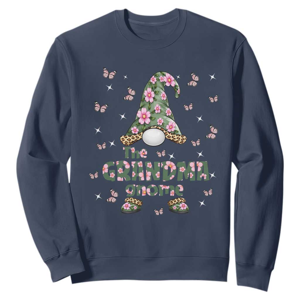 The Grandma Gnome Floral Butterfly Leopard Sweatshirt TS12